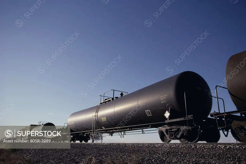 Fuel storage tanks on a train, New Mexico, USA