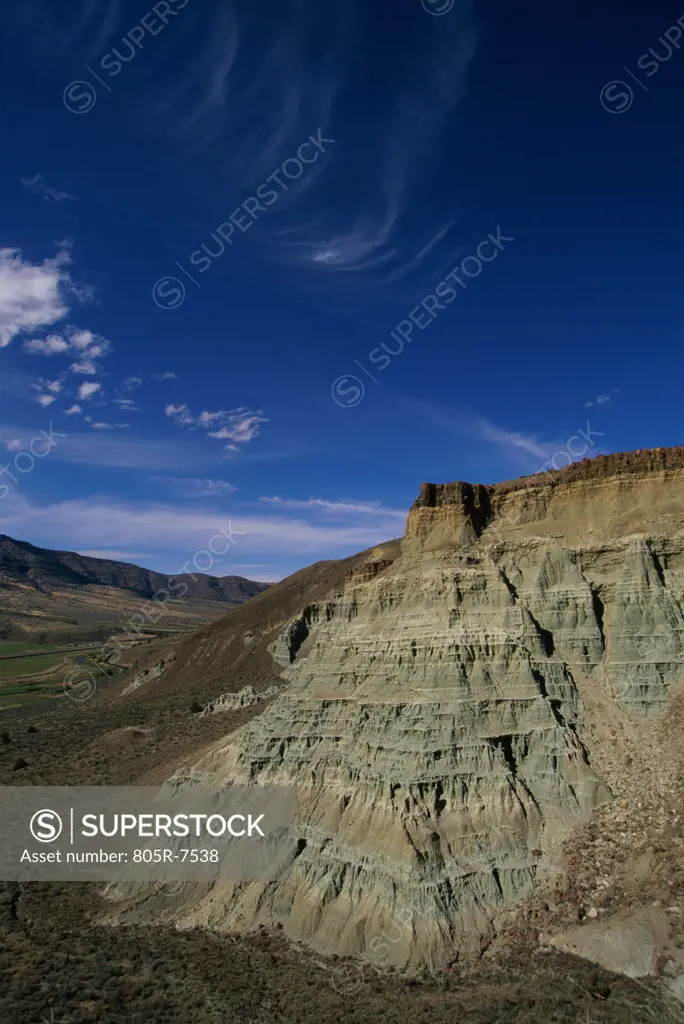 Rock formation on an arid landscape, John Day Fossil Beds National Monument, Oregon, USA