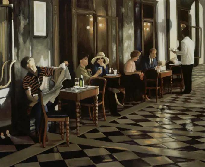 Cafe Florian 1992 Dale Kennington (20th C./American)  Oil on canvas Private Collection