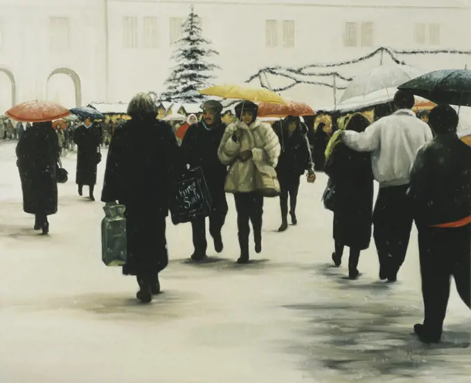 Winter Market 1992 Dale Kennington (20th C./American) Oil on Canvas Private Collection
