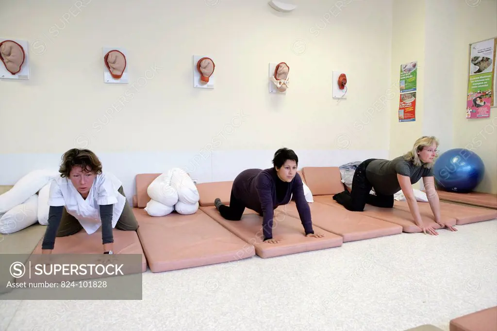 Photo essay at the maternity of Rouen hospital, France. Ante_natal yoga class.