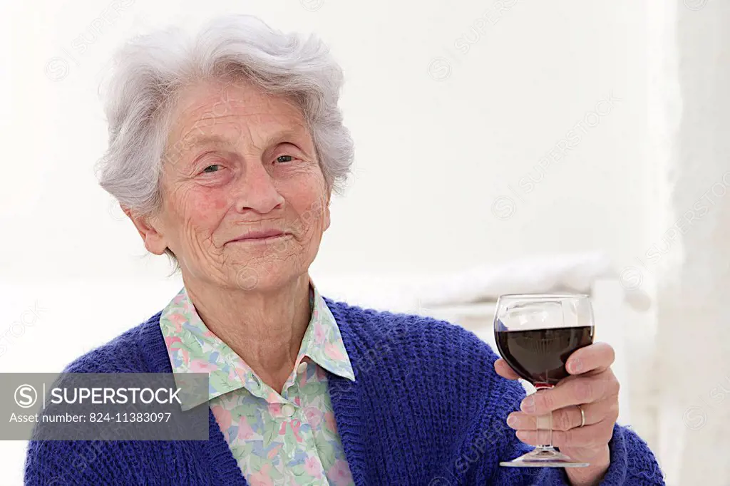 Elderly person drinking