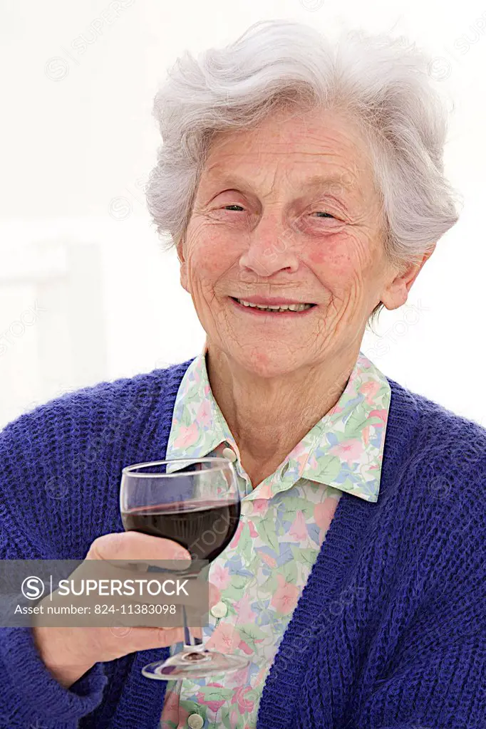 Elderly person drinking