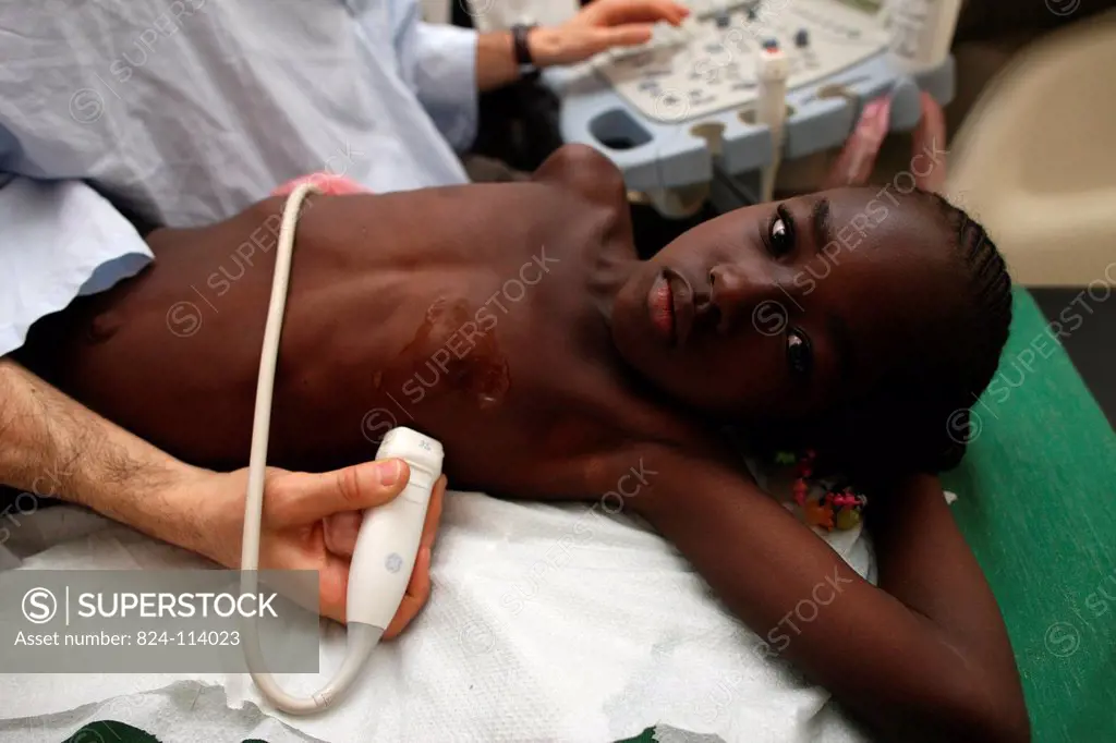 Child in hospital in Bamako Mali. Cardiology. French NGO, la Chaîne de l´Espoir.