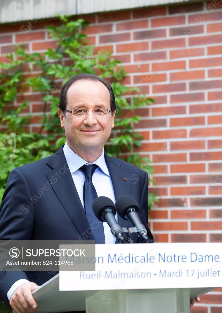 François Hollande, President of France, launches debate on end of life during a visit of the nursing home Notre Dame du Lac in Rueil_Malmaison.