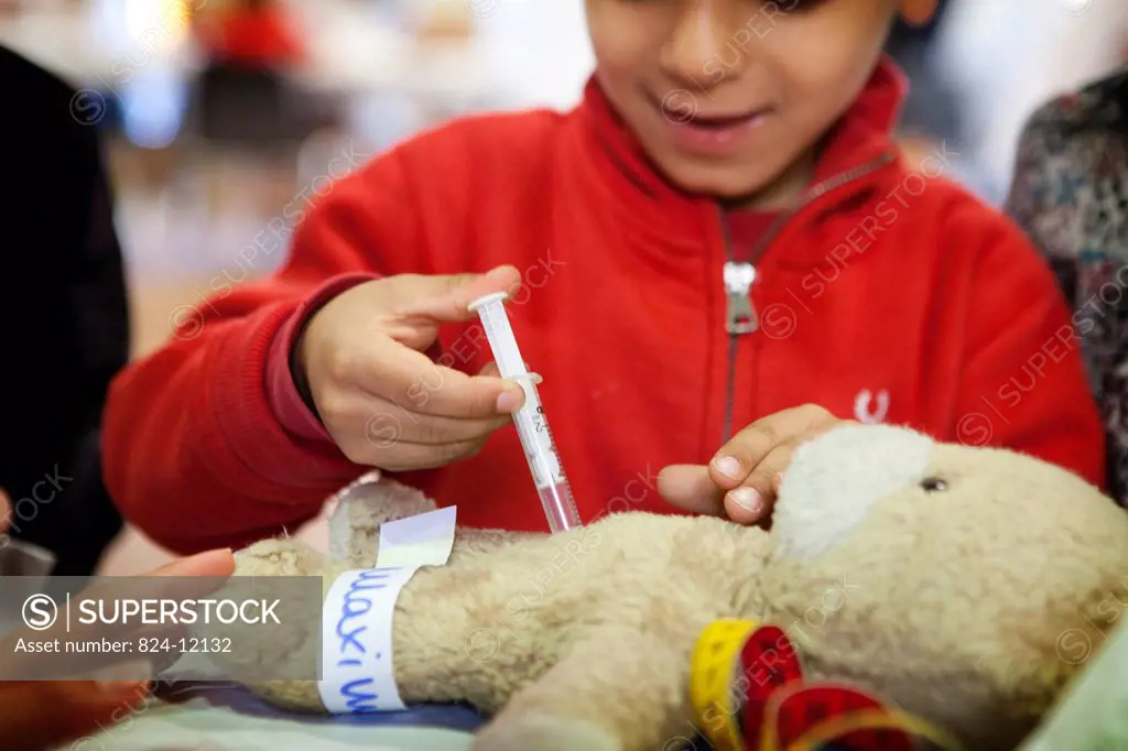 Contact us before promotional use. Photo essay at the Teddy Bear Hospital of Limoges in France. The Teddy Bear Hospital” is a public health project f...
