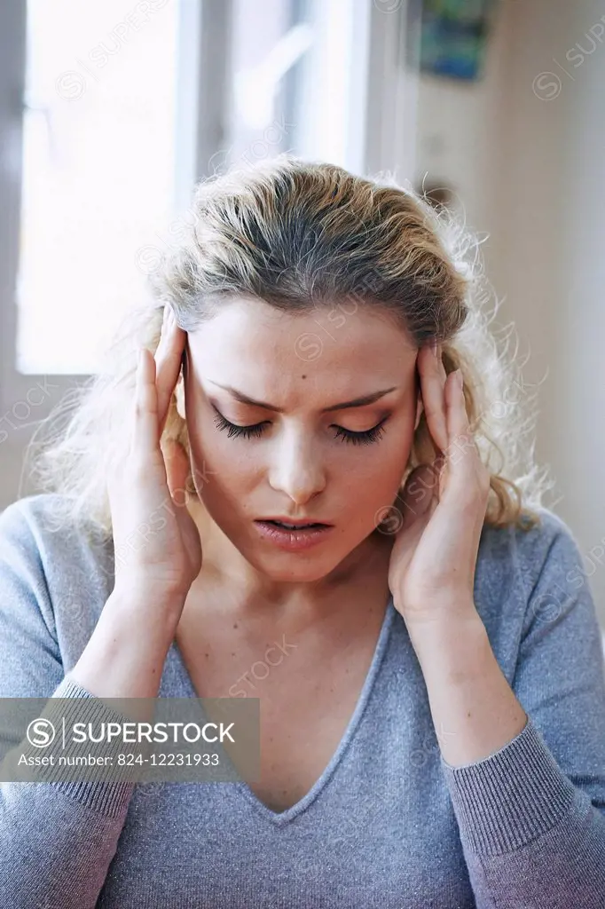 Woman with headache.