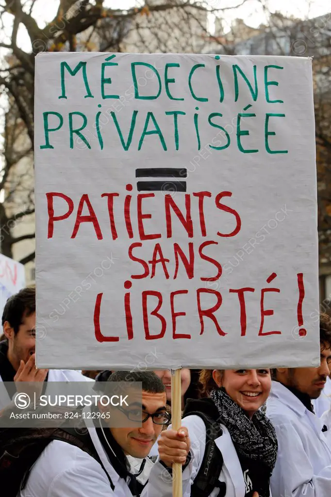 Medical interns demontrate against Marisol Touraine's health policies. Paris, France, 20th November 2012.