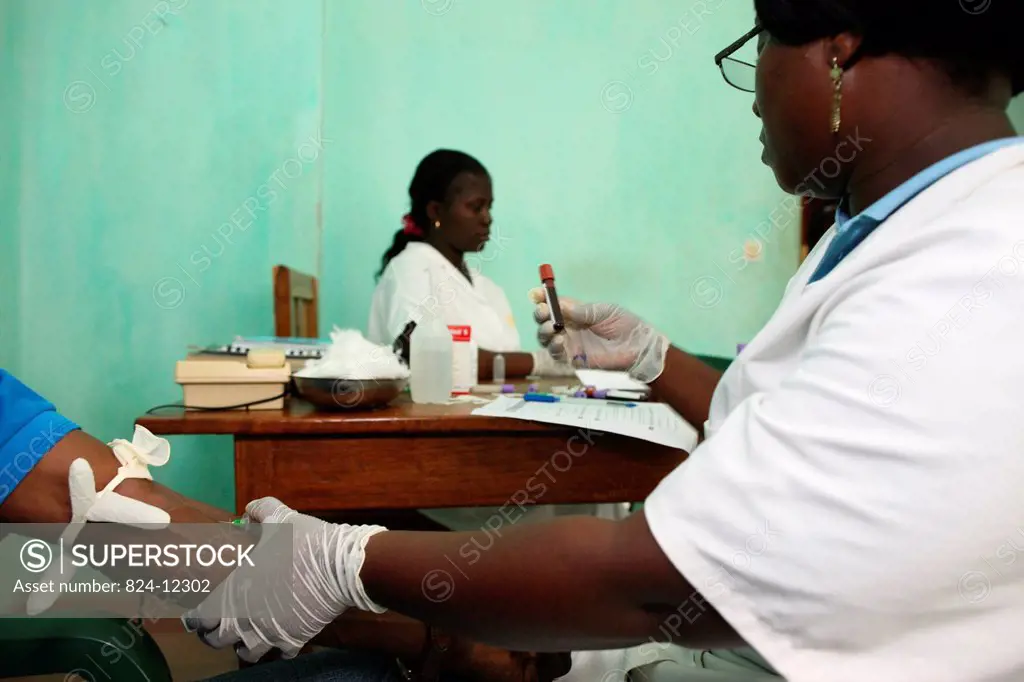Photo essay in Lomé, Togo. Medical center for HIV patients. Blood test.