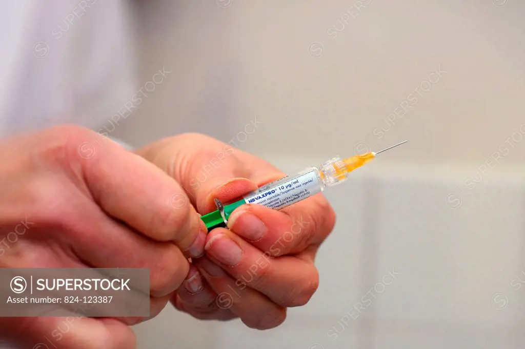 Reportage in the Health and Prevention Centre run by the local committee for social hygiene (CDHS) in Lyon, France. HBVaxPro is a vaccine that is comp...