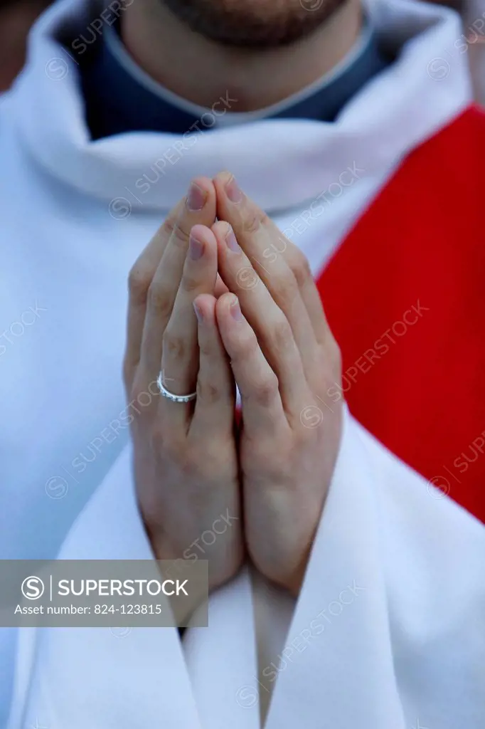 Catholic priest's hands