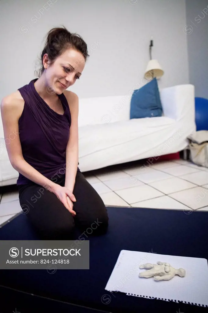 Reportage on a woman suffering from aNArexia. Chloe, 24, suffers from aNArexia. Her progress is followed at the SOS ANAr Centre in Paris, France who o...