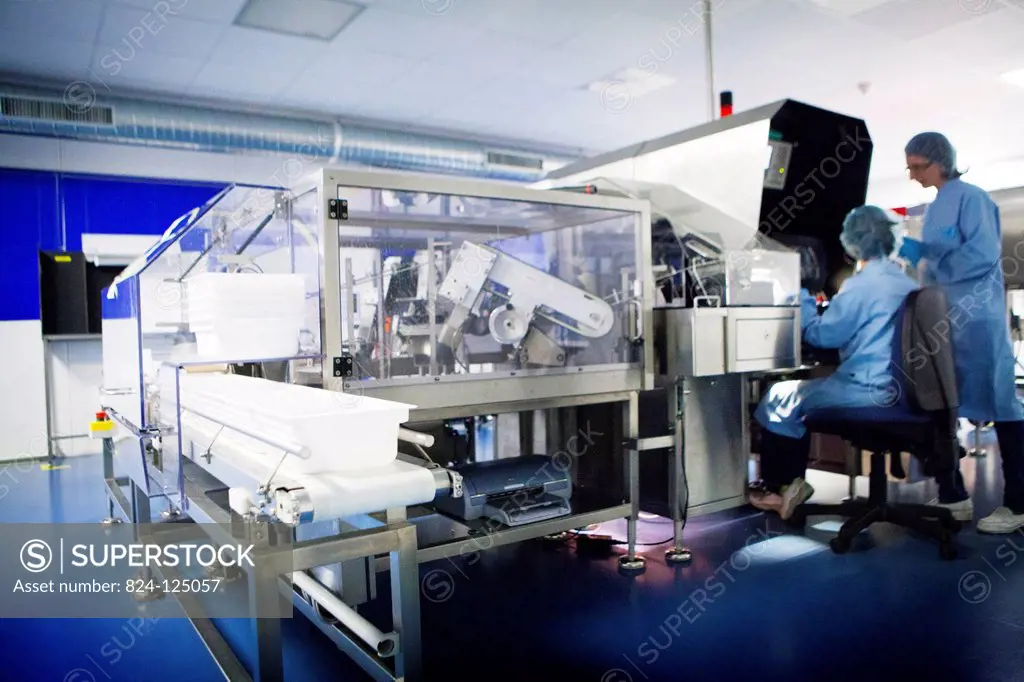 Reportage at LEO Pharma's pharmaceutical manufacturing plant in VerNAuillet, France. Manufacture of injectable products in pre-filled syringes. Qualit...