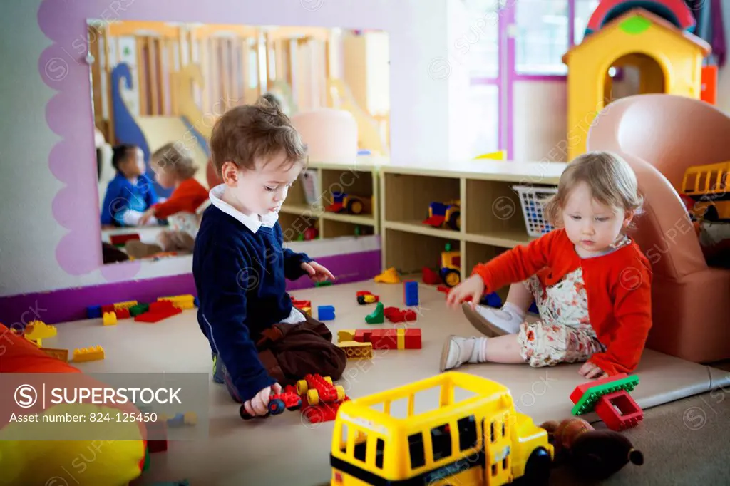Reportage in a community nursery in Paris, France. The images from this series must only be used to illustrate articles about nurseries.