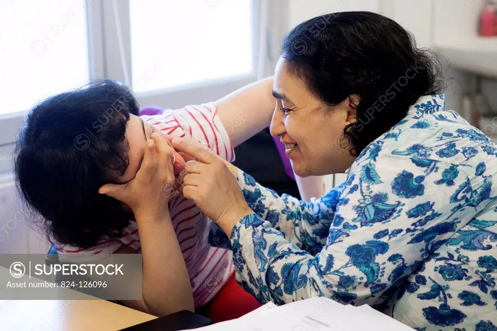 Reportage at the Jérôme Lejeune Institute in Paris, France. The Institute treats patients suffering from Down's Syndrome and other intellectual disabi...