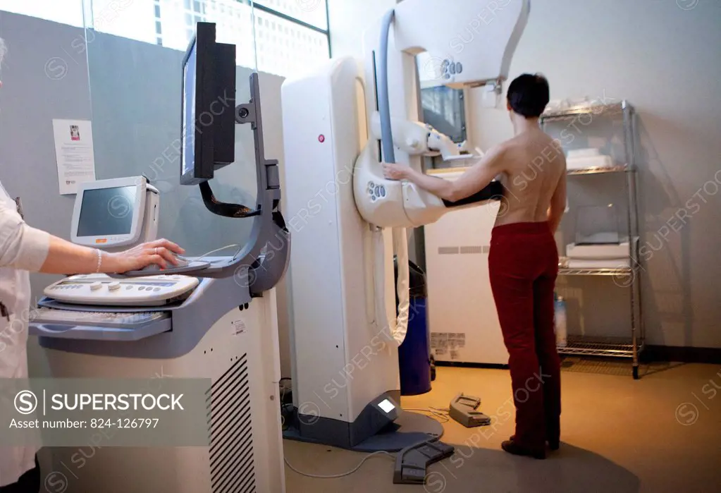 Digital medical imaging centre in Paris, France. The mammography room.