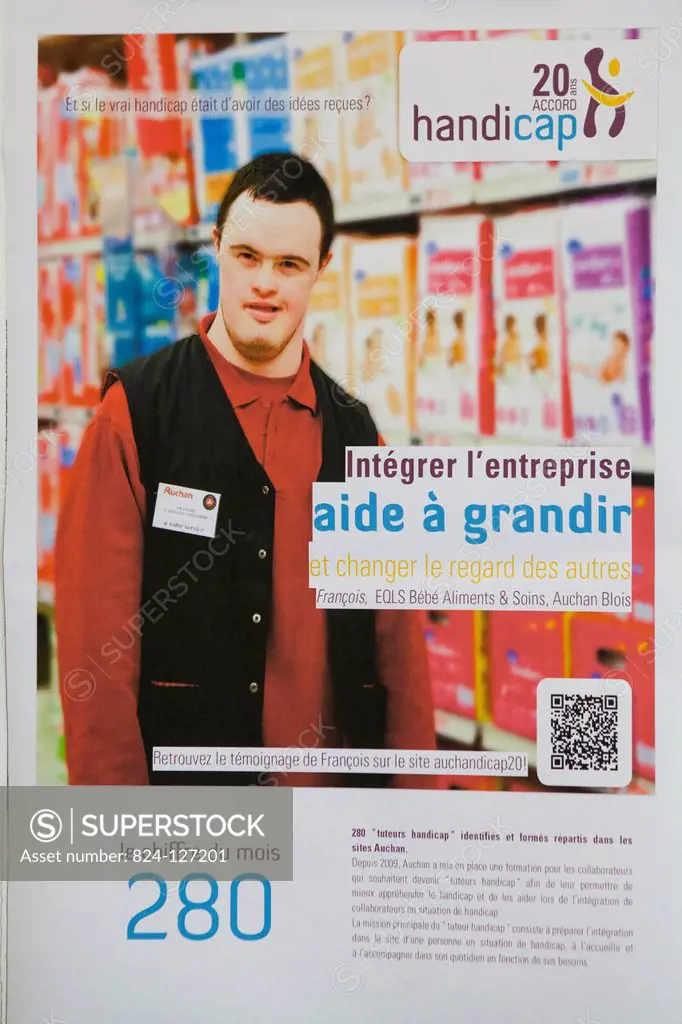 Reportage at the Auchan hypermarket in Issy-les-Moulineaux, France. They have organised a day's presentation of jobs with the hypermarket for young Do...