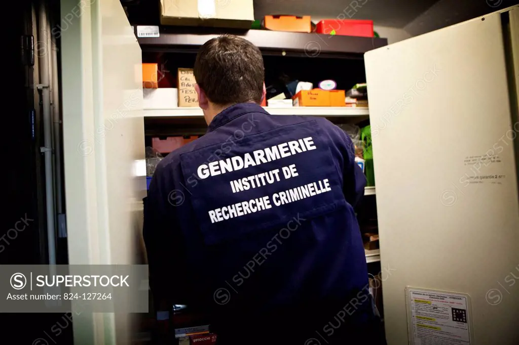 Reportage in the French National Police's Criminal Research Institute in Rosny-sous-Bois, France. Ballistics Department.