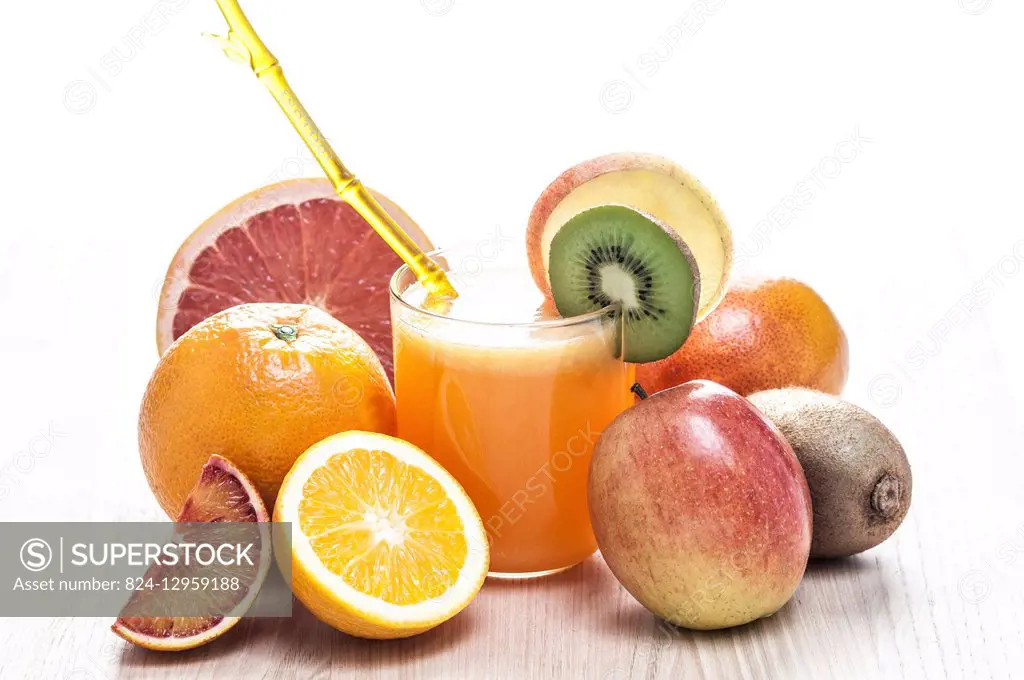 Fruit juice, vitamin C.
