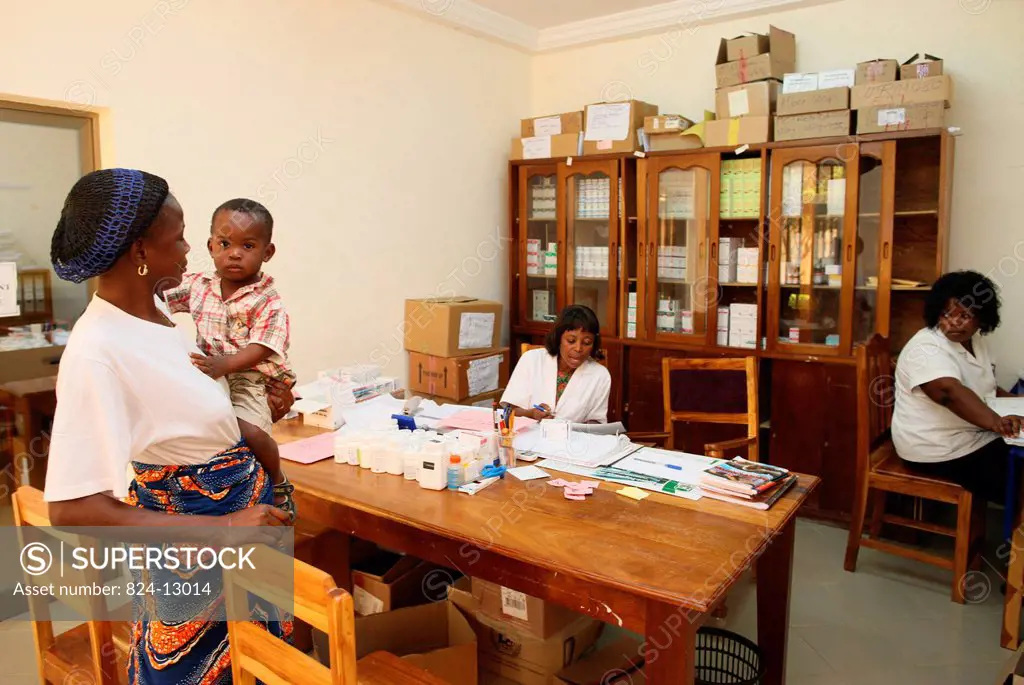 Photo essay in Lomé, Togo. Medical center for HIV patients. Drug distribution.