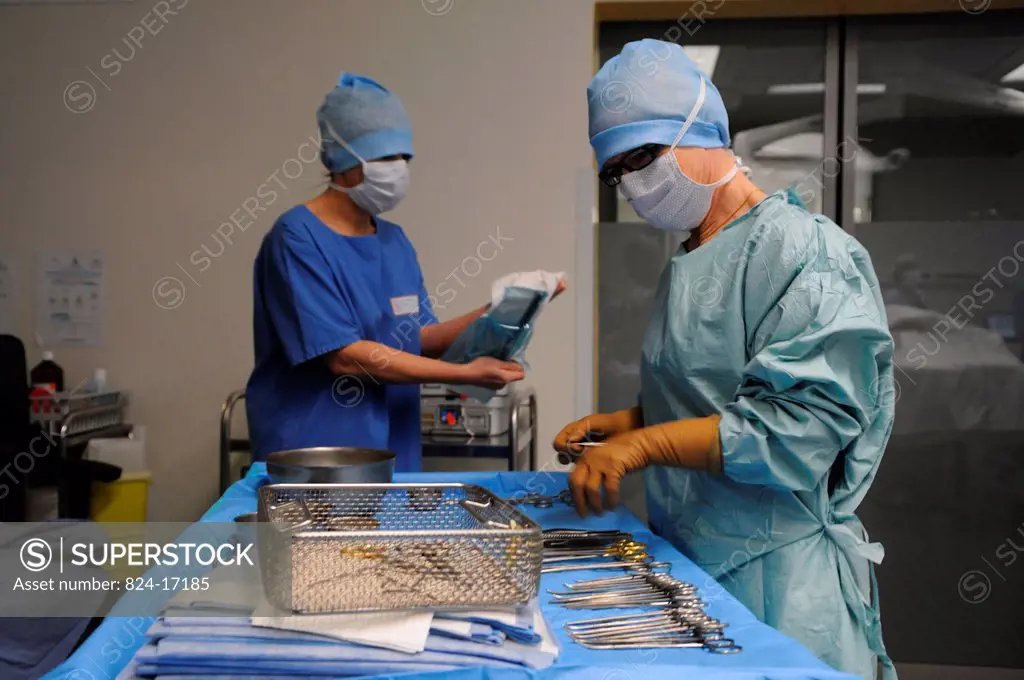 Photo essay at Lyon hospital. Department of urology. Phalloplastie, operation of plastic surgery to create a phallus, required to complete a change of...