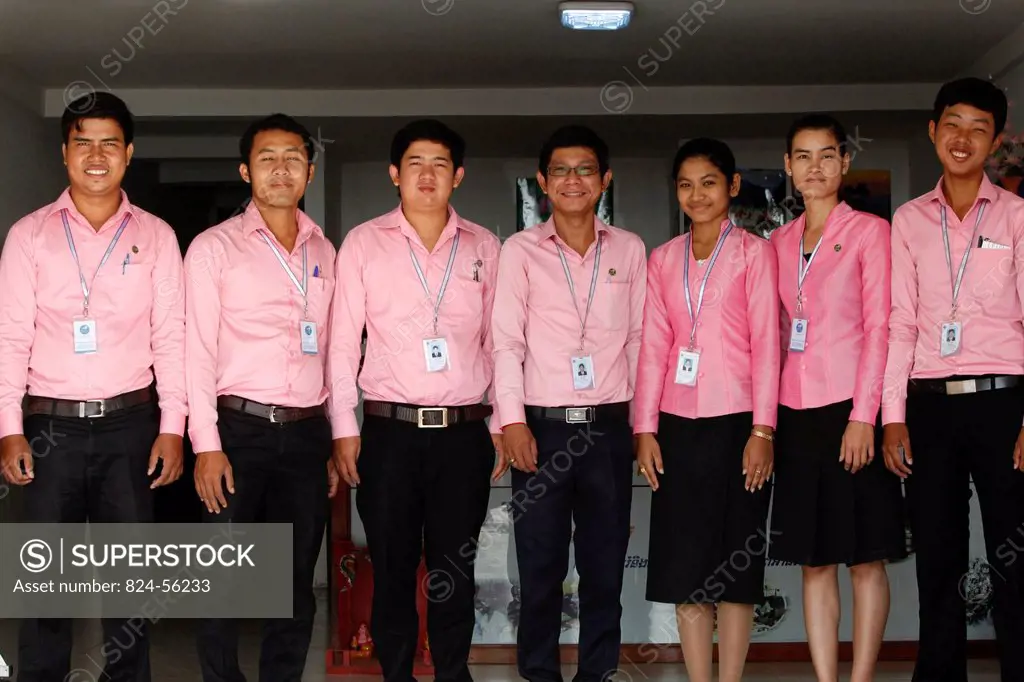 Chamroeun microfinance employees at the Pochentong branch office.