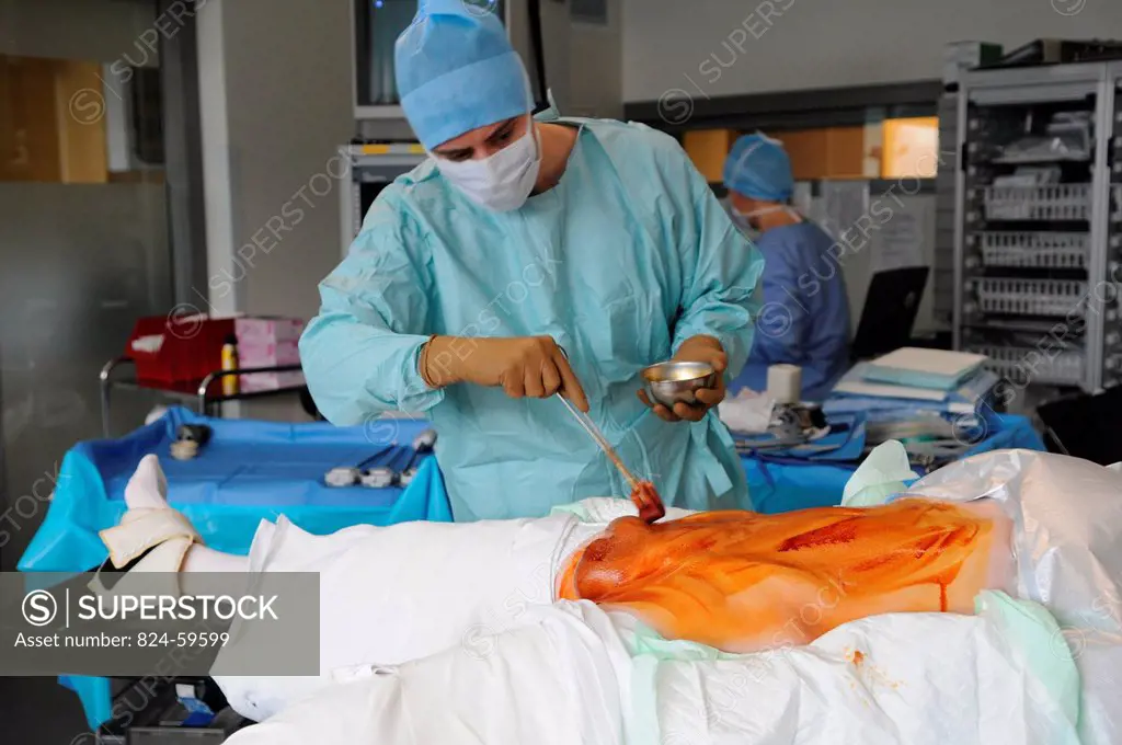 Photo essay at Lyon hospital in France. Department of urology. Prostatectomy. This hospital has a robotic surgical system Da Vinci Surgical System mad...