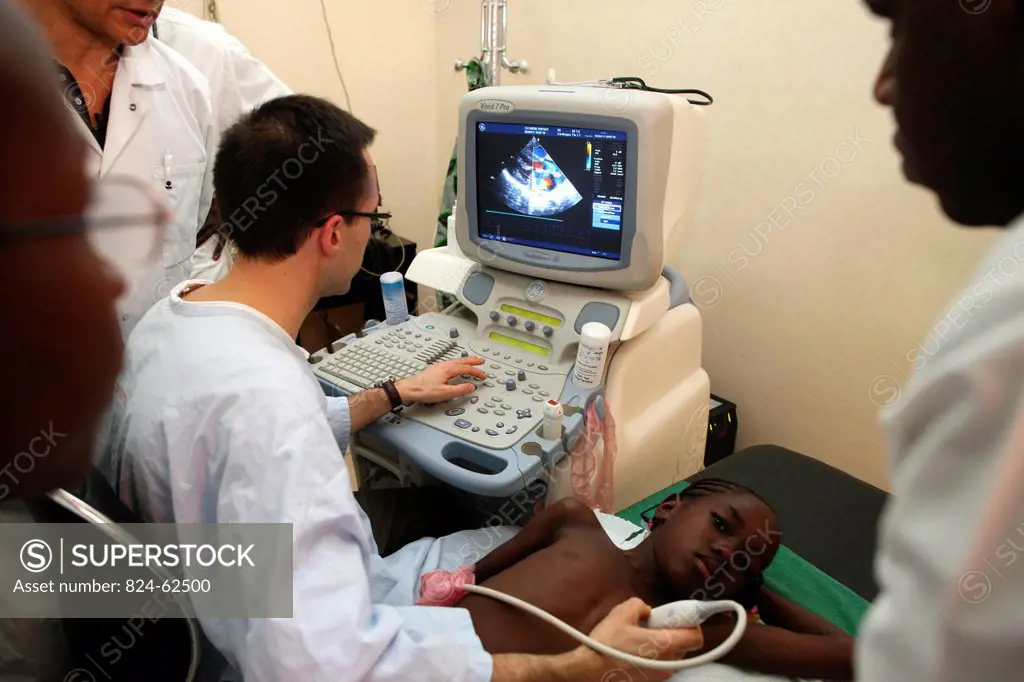 Child in hospital in Bamako Mali. Cardiology. French NGO, la Chaîne de l´Espoir.