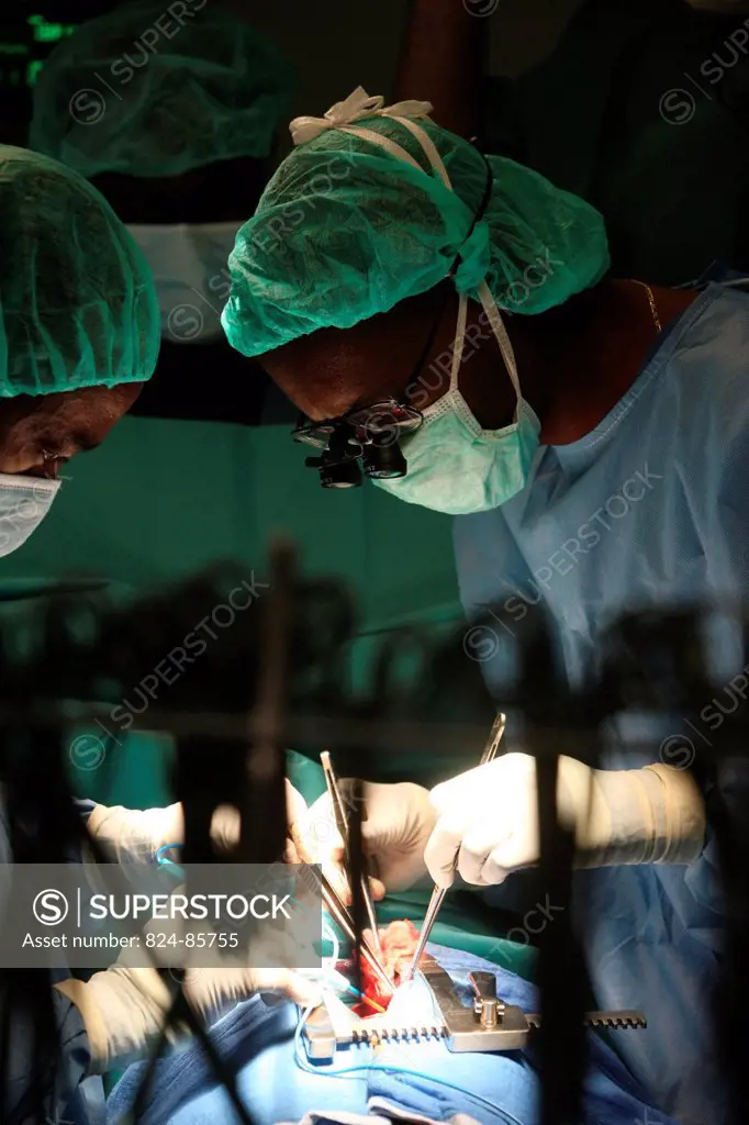 Operating theatre in a cardiac surgery ward at Fann hospital Dakar, Senegal.