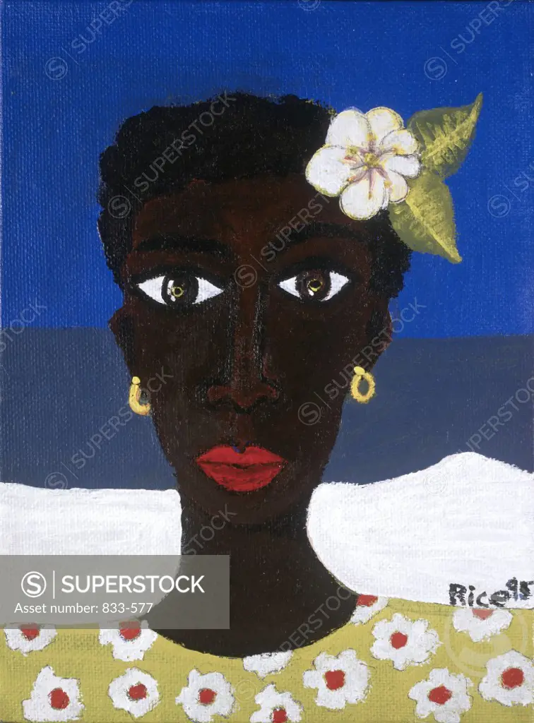 A Flower in Her Hair 1995 Arnold Rice (20th C. American) Acrylic on canvas