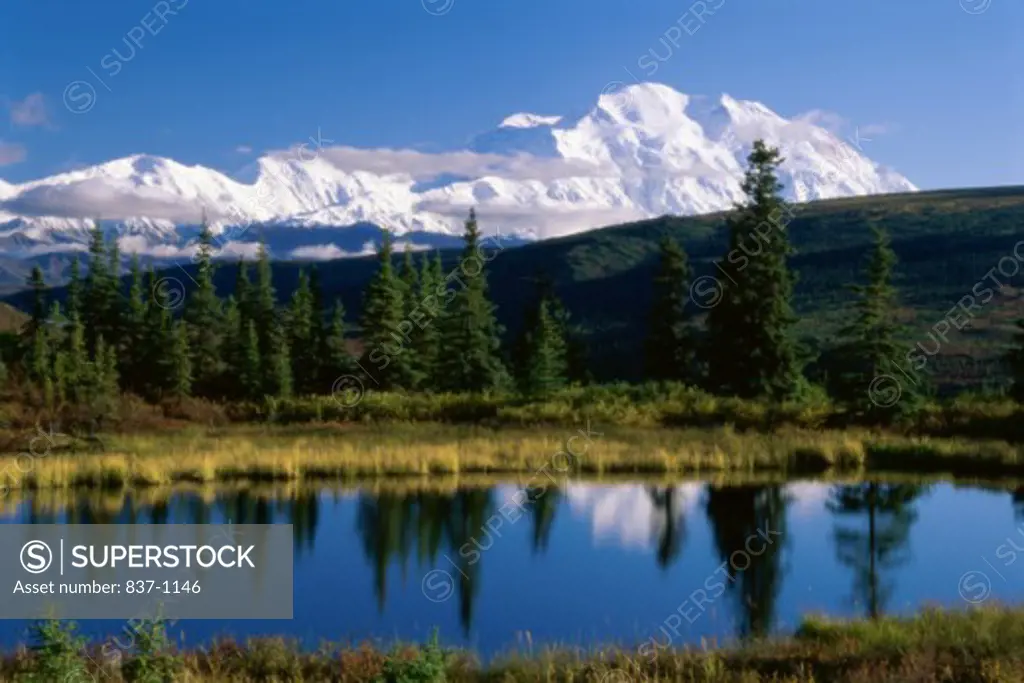 Panoramic view of a lake, Nugget Pond, Mount McKinley, Denali National Park, Alaska, USA