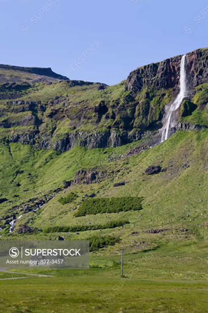 Low angle view of a waterfall, Iceland