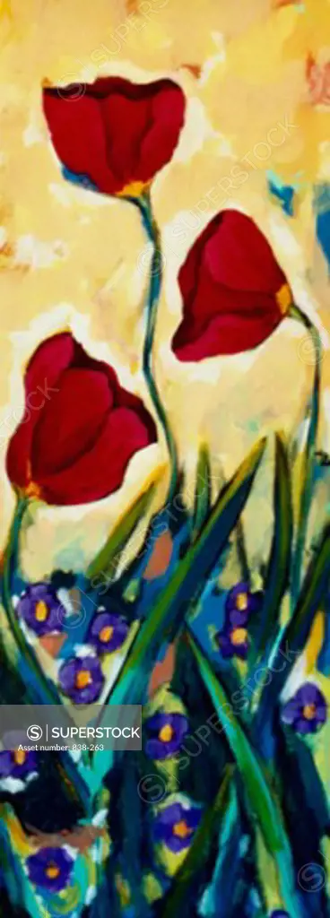 Dancing Tulips with Tan Background 2004 Hyacinth Manning (b.1954 African-American) Acrylic on Canvas