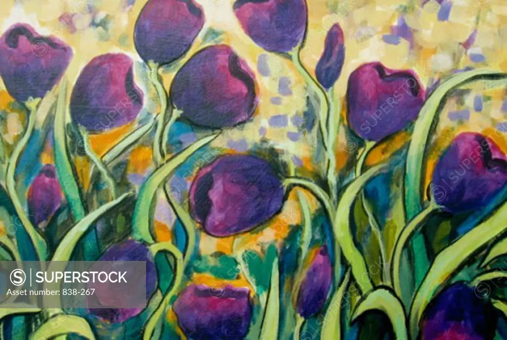 Dancing Tulips-Purple 2006 Hyacinth Manning (b.1954 African-American) Acrylic on Canvas