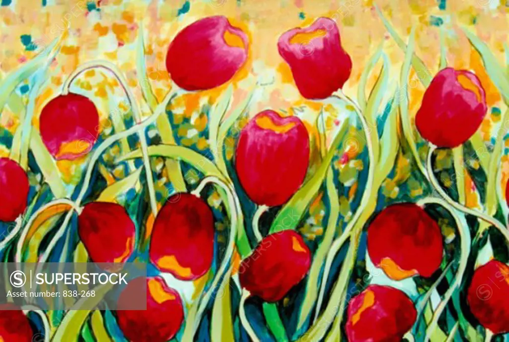 Dancing Tulips-Red 2006 Hyacinth Manning (b.1954 African-American) Acrylic on Canvas