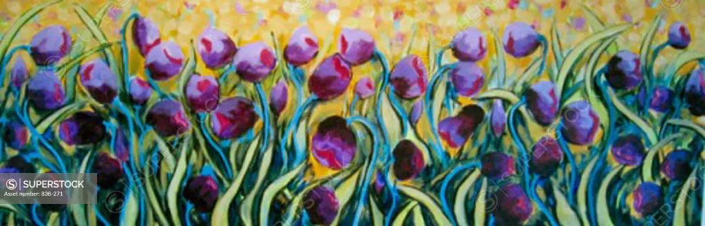 Dancing Tulips with Gold Background 2006 Hyacinth Manning (b.1954 African-American) Acrylic on Canvas