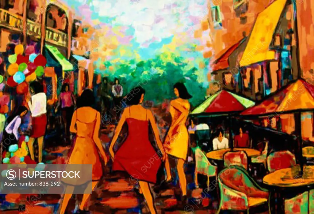 Girls Dancing in Street 2006 Hyacinth Manning (b.1954 African-American) Acrylic on Canvas