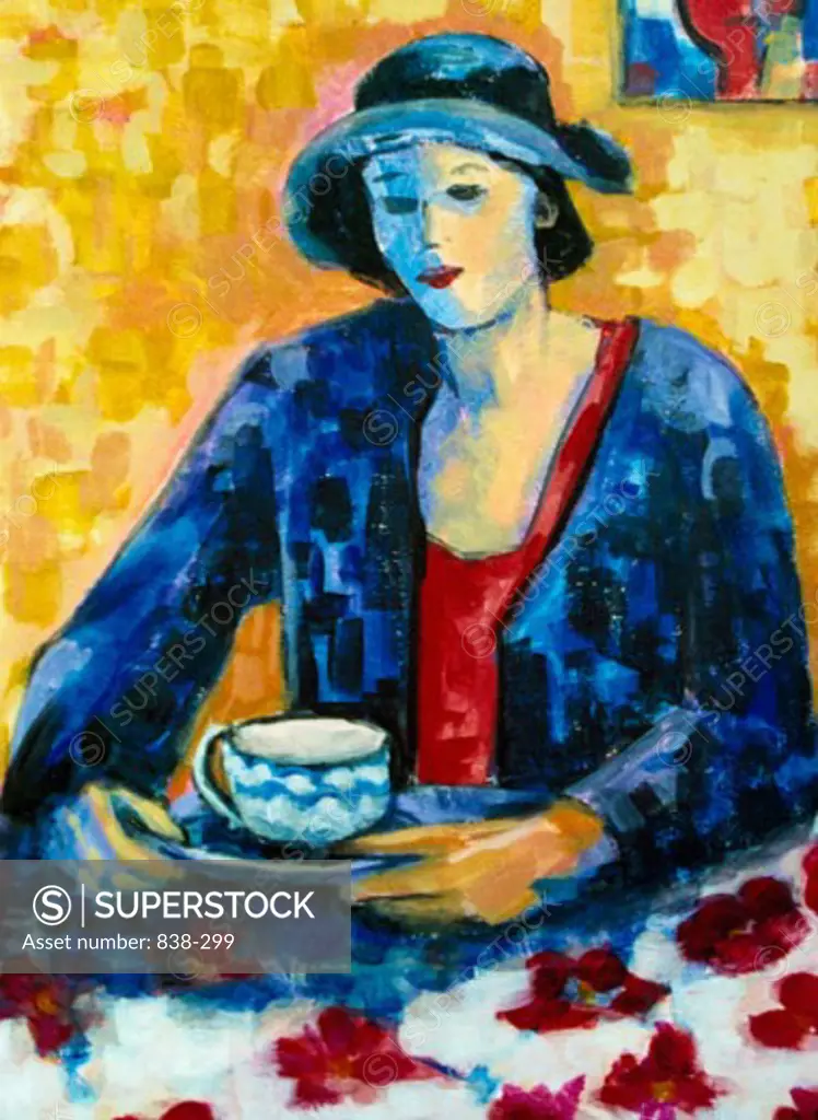 Seated Female with Blue Hat & Cup 2006 Hyacinth Manning (b.1954 African-American) Acrylic on Canvas