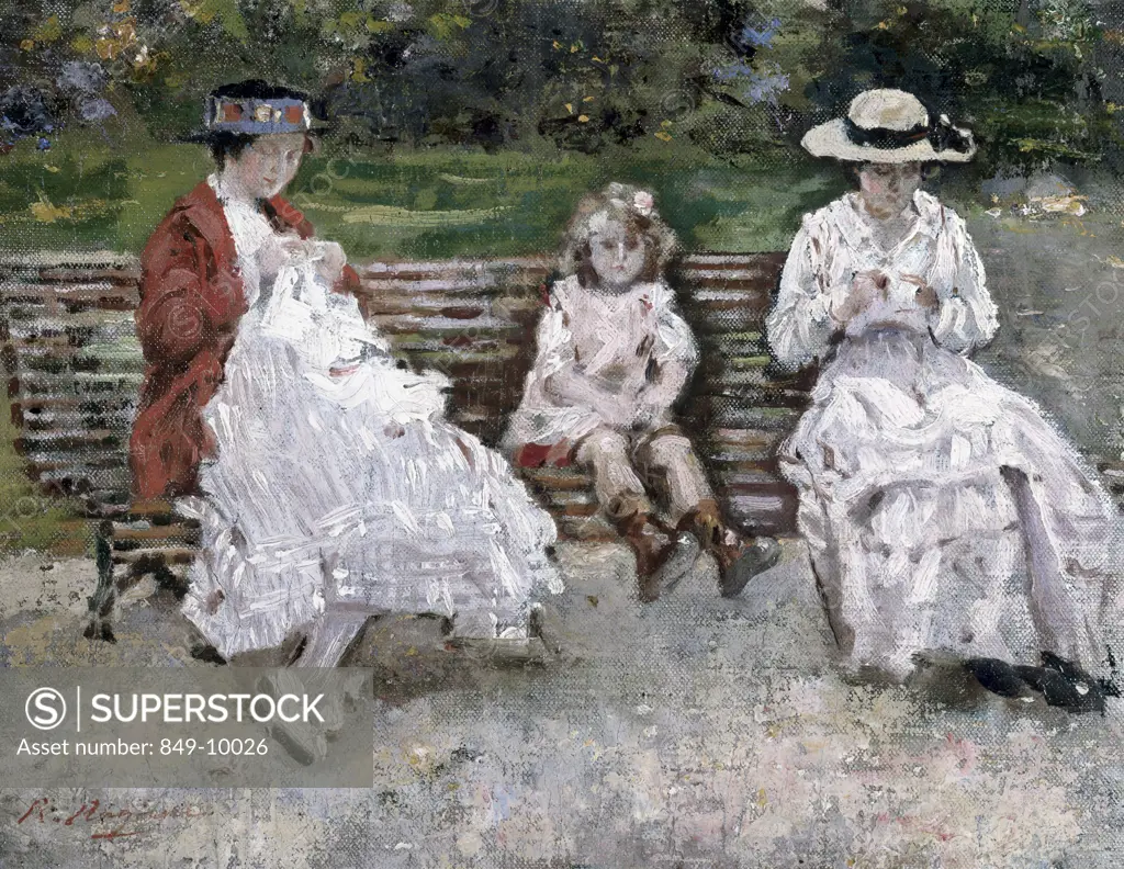 On Park Bench by Rafaelli Raggione,  illustration,  (1851-1925),  USA,  Pennsylvania,  Philadelphia,  David David Gallery