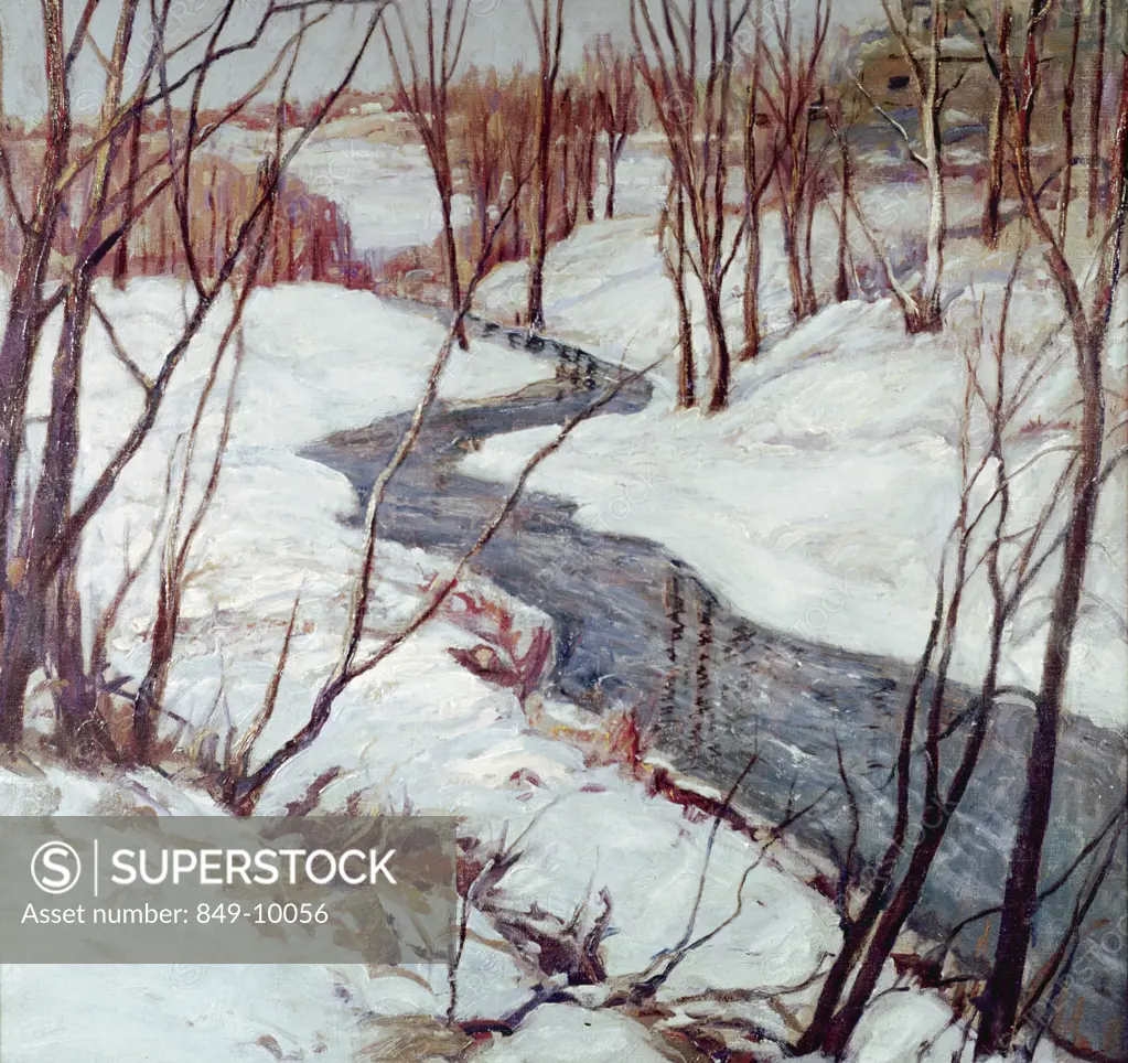 Winter Landscape by Emile Albert,  oil on canvas,  1915,  (1896-1978). USA,  Pennsylvania,  Philadelphia,  David David Gallery