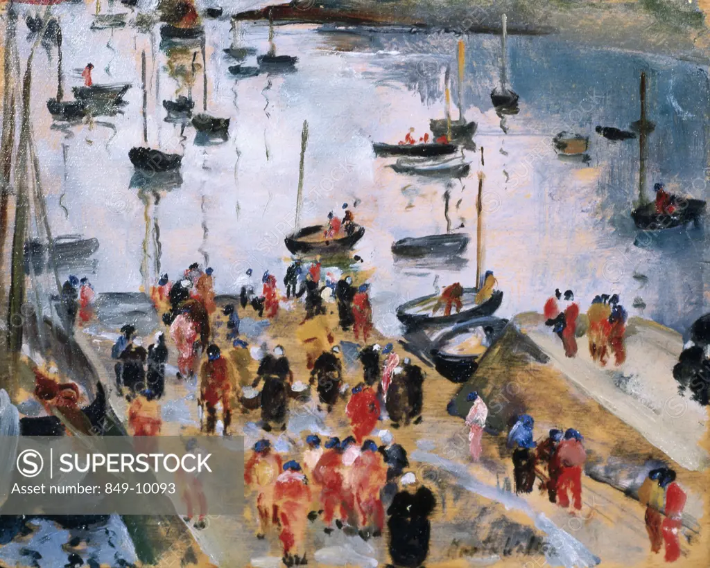 The Docks by Martha Walter, oil on wood panel, 1914, 1875-1976, USA, Pennsylvania, Philadelphia, David David Gallery