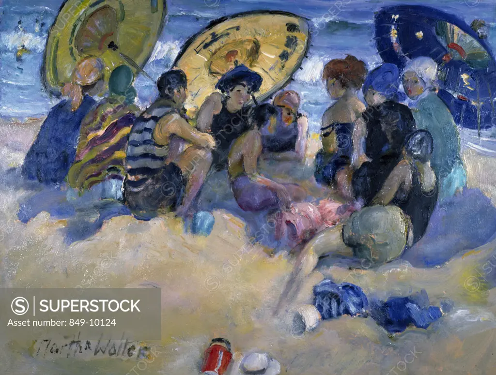 Under the Parasols by Martha Walter, oil on board, 1917, 1875-1976, USA, Pennsylvania, Philadelphia, David David Gallery