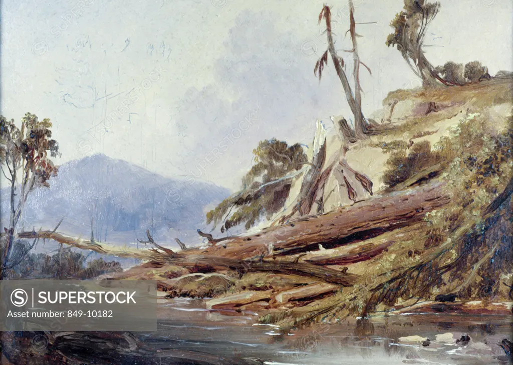 Fallen Trees by Russell Smith,  oil on canvas,  (1812-1896 ),  USA,  Pennsylvania,  Philadelphia,  David David Gallery
