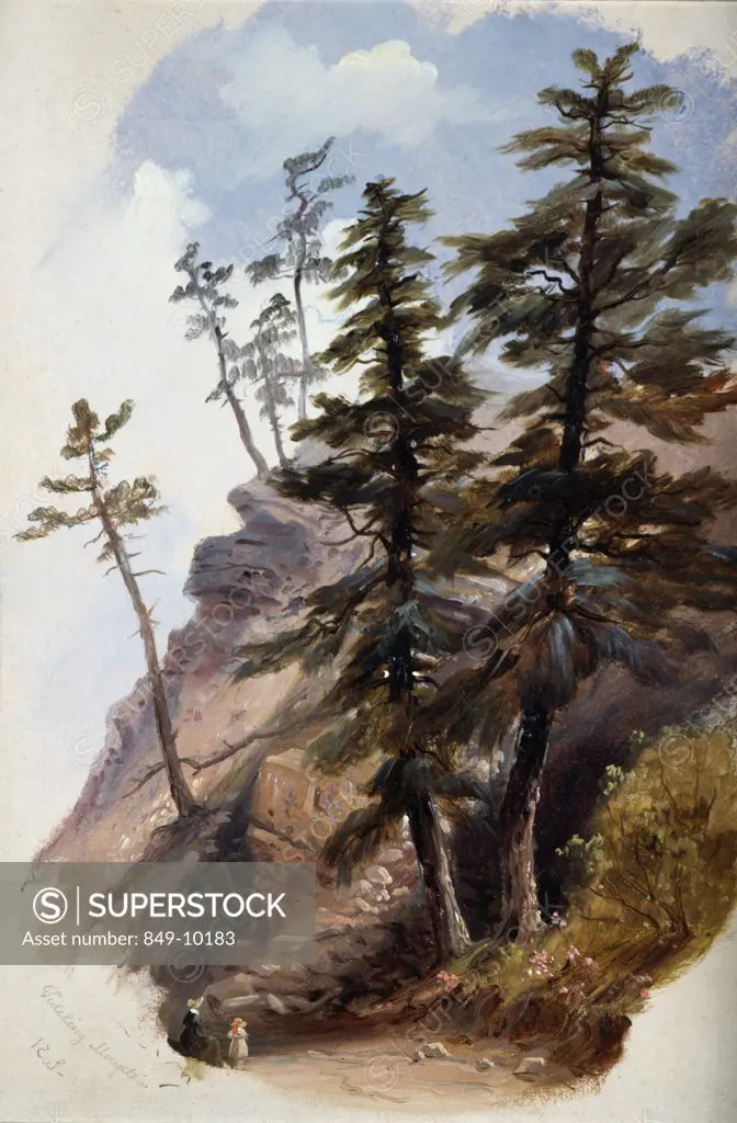 Rocky Cliff, Russell Smith, (1812-1896 American), Oil On Canvas, David David Gallery, Philadelphia, Pennsylvania, USA