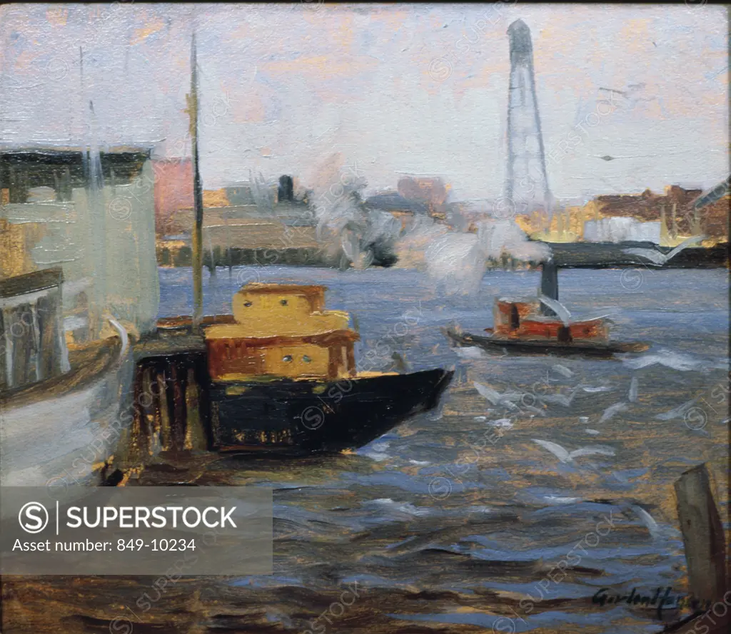 Gloucester by Gordon Hansen, oil on board, 1904-1972, USA, Pennsylvania, Philadelphia, David David Gallery