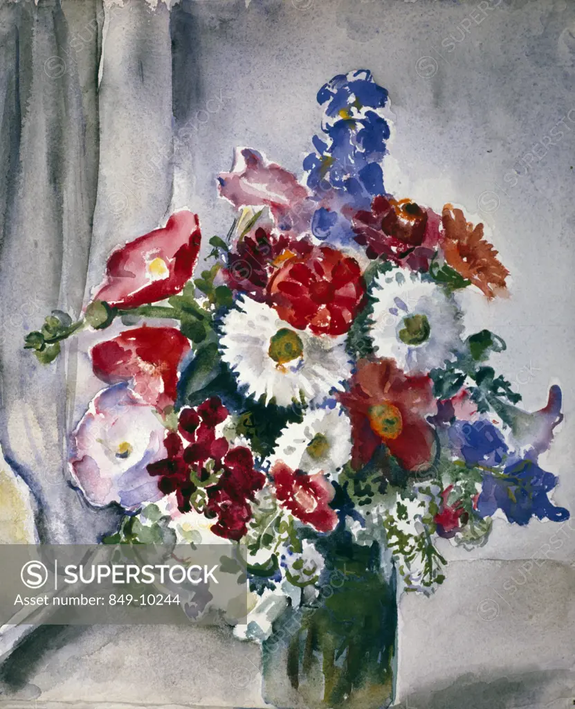 Flowers in Vase by Martha Walter, watercolor, 1930, 1875-1976, USA, Pennsylvania, Philadelphia, David David Gallery