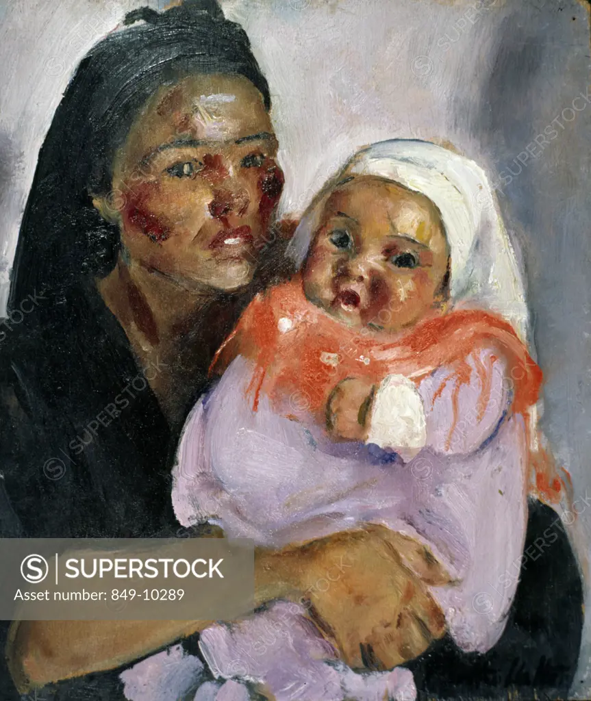Mother and Baby by Martha Walter,  oil on board,  1925,  (1875-1976),  USA,  Pennsylvania,  Philadelphia,  David David Gallery