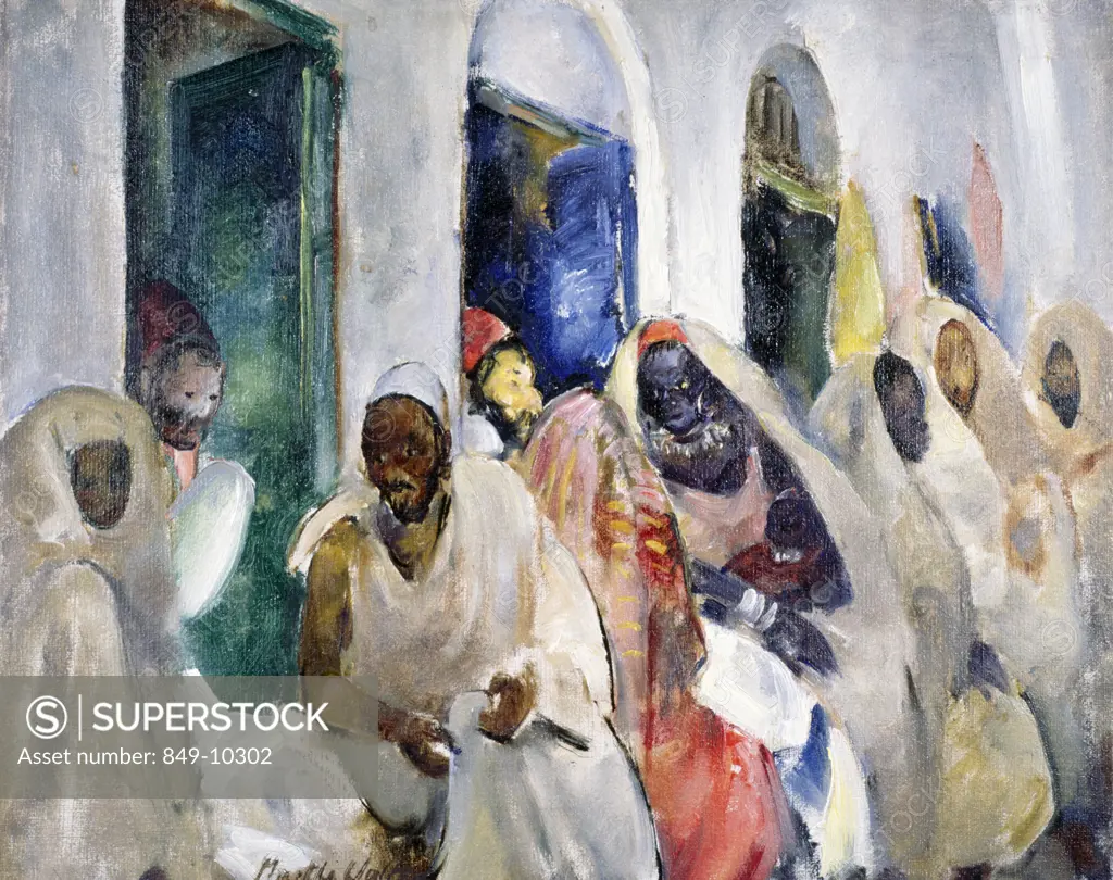 Shopping in Souk,  Tripoli by Martha Walter,  oil on board,  1935,  (1875-1976),  USA,  Pennsylvania,  Philadelphia,  David David Gallery