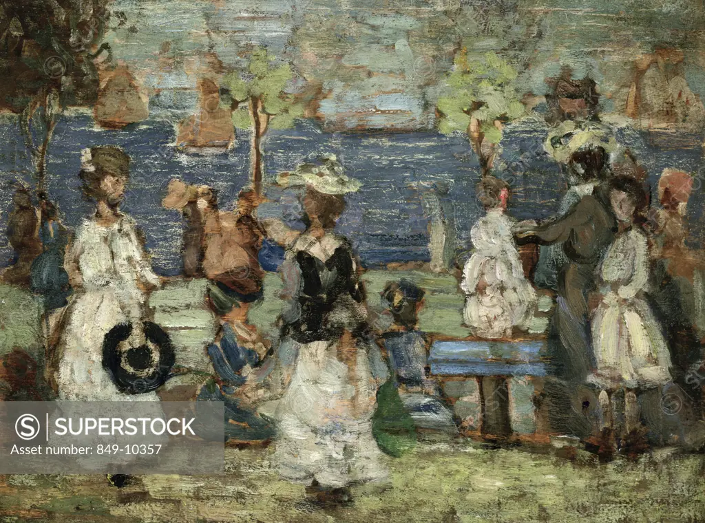 Beach Scene, Boston  Maurice Brazil Prendergast (1859-1924/ American)  Oil on Board  David David Gallery, Philadelphia 