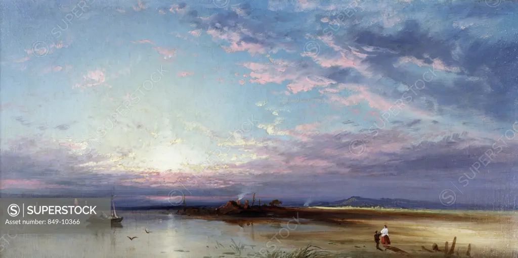 By The Water's Edge, Edmund Darch Lewis, (1835-1910 American), Oil On Canvas, David David Gallery, Philadelphia, Pennsylvania, USA